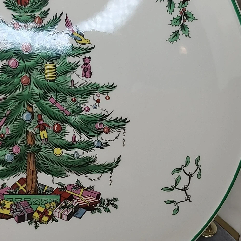 Spode Christmas Tree Classic Collectible Ceramic Round Cake Plate Vintage